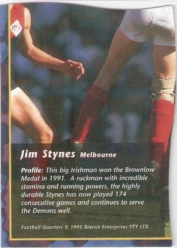 1995 Bewick Enterprises AFLPA Football Quarters #46 Jim Stynes Back